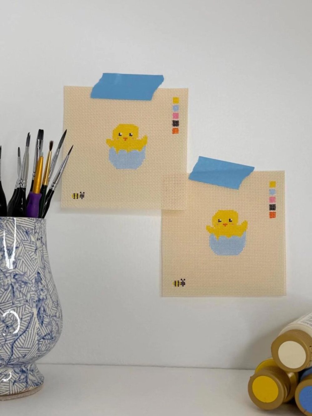 Mini Chick & Egg Needlepoint Canvas (18ct)